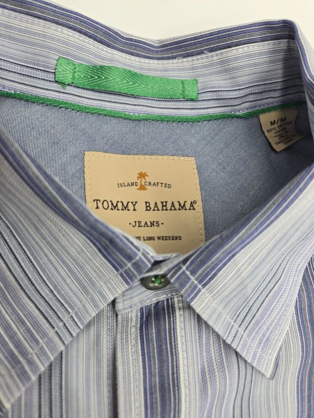 Tommy Bahama Jeans Striped Button Down Shirt Mens Medium Long Sleeve Cotton Casu - Picture 6 of 6